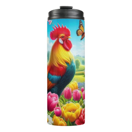 Blumengestelle/Federhirsche/Hühnerbilder Thermosbecher (Vorderseite)
