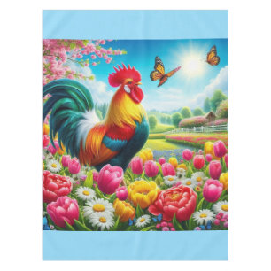 Blumengestelle/Federhirsche/Hühnerbilder Tischdecke