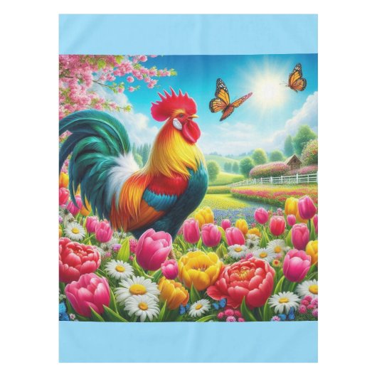 Blumengestelle/Federhirsche/Hühnerbilder Tischdecke (Vorderseite)
