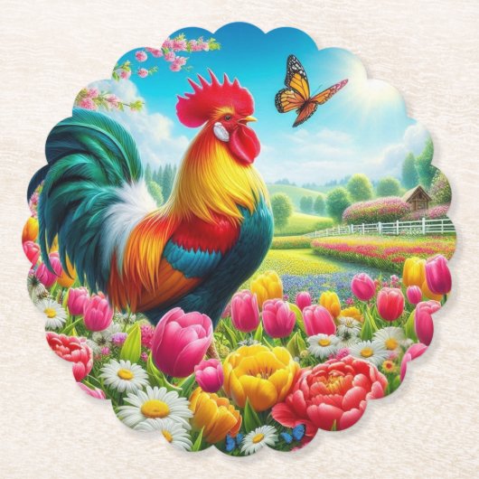Blumengestelle/Federhirsche/Hühnerbilder Untersetzer (Vorderseite)