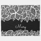 Blumengestelle Schwarz-weiß Fleecedecke (Vorderseite (Horizontal))