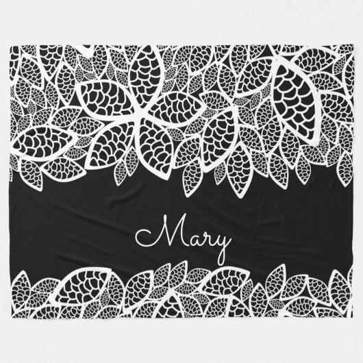 Blumengestelle Schwarz-weiß Fleecedecke (Vorderseite (Horizontal))