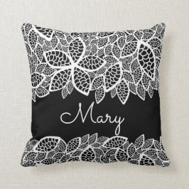 Blumengestelle Schwarz-weiß Kissen