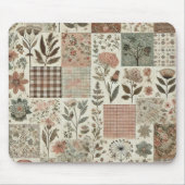 Blumengestepptes Blumenmuster mit grünem Rosa Mousepad (Vorne)