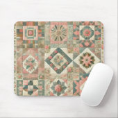 Blumengestepptes Blumenmuster mit grünem Rosa Mousepad (Mit Mouse)
