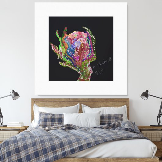 Blumengestreichte Canvas Print Art Leinwanddruck (Insitu (Schlafzimmer))