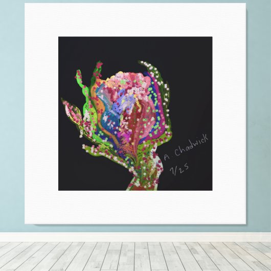 Blumengestreichte Canvas Print Art Leinwanddruck (Insitu (Holzboden))