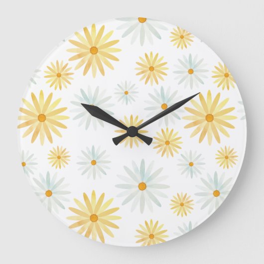 Blumengewächse April Daisies Muster Große Wanduhr (Vorderseite)