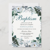 Blumengewässer Aquamarin grüne Taufe Einladung (Vorderseite)
