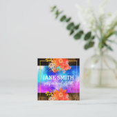 Blumengewässer Bouquet Gold Grenze Rustikales Holz Quadratische Visitenkarte (Stehend Vorderseite)