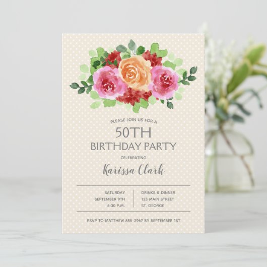 Blumengewässer Einladungen zum Geburtstag (Stehend Vorderseite)