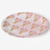 Blumengewässer Eiscreme Brautparty Pappteller (Schrägansicht)