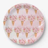 Blumengewässer Eiscreme Brautparty Pappteller (Vorderseite)