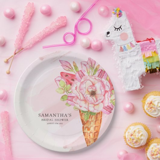 Blumengewässer Eiscreme Brautparty Pappteller (Party)