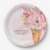 Blumengewässer Eiscreme Brautparty Pappteller (Vorderseite)