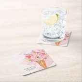 Blumengewässer Eiscreme Brautparty Rechteckiger Pappuntersetzer (Vor Ort)