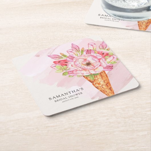 Blumengewässer Eiscreme Brautparty Rechteckiger Pappuntersetzer (angewinkelt)