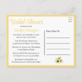 Blumengewässer Gelbe Sonnenblume Brautparty Einladungspostkarte (Rückseite)