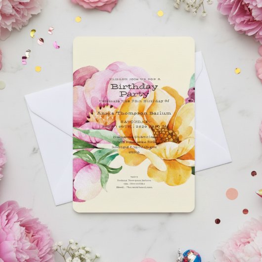 Blumengewässer zum Geburtstag Einladung