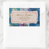 Blumengewebe (blau) Adressenaufkleber Rechteckiger Aufkleber (Tasche)