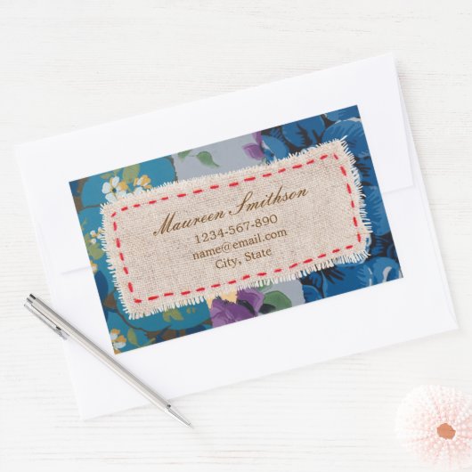Blumengewebe (blau) Adressenaufkleber Rechteckiger Aufkleber (Umschlag)