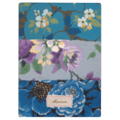 Blumengewebe (blau) Personalisiert Klemmbrett (Rückseite)