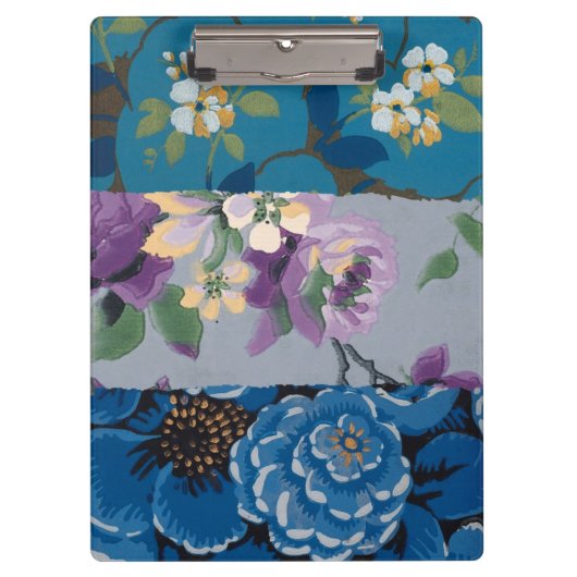 Blumengewebe (blau) Personalisiert Klemmbrett (Vorderseite)