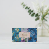 Blumengewebe (blau) Personalisiert Visitenkarte (Stehend Vorderseite)