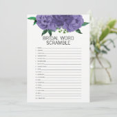 Blumengewebe Brautparty Word Scramble Game Einladung (Stehend Vorderseite)