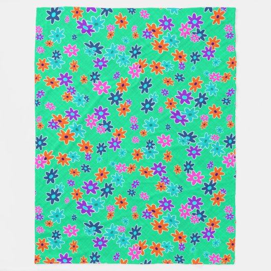 Blumengewebe nahtlos Muster farbig Fleecedecke (Vorderseite)
