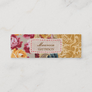 Blumengewebe-Patchwork (Gold) personalisiert Mini Visitenkarte