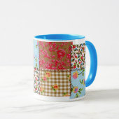 Blumengewebe-Patchwork-Muster-Tasse Tasse (VorderseiteRechts)