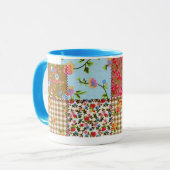 Blumengewebe-Patchwork-Muster-Tasse Tasse (Vorderseite Links)