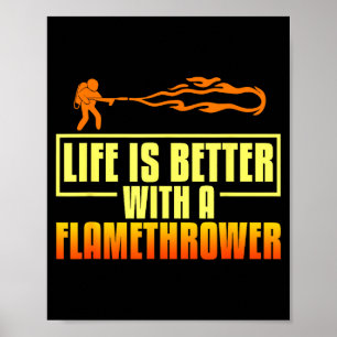 Blumengewehr-Feuerwerfer-Flammenzitate  Poster