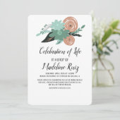 Blumengeweih Bouquet Feier des Lebens Einladung (Stehend Vorderseite)