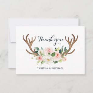 Blumengeweih erröten rustikales Boho danken Ihnen Dankeskarte