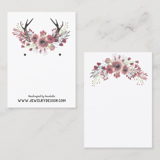 Blumengeweih-Ohrring-Schmuck-Anzeigen-Gewohnheit Visitenkarte (Vorne/Hinten)