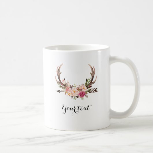 Blumengeweih-Tasse mit kundenspezifischem Text Kaffeetasse (Rechts)