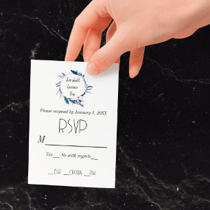Blumengewinde Blau Zwei werden Eins Hochzeits-RSVP RSVP Karte