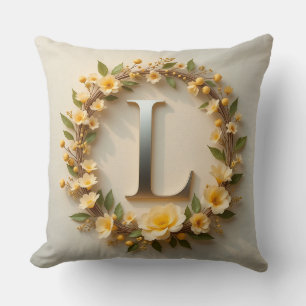 Blumengewinde Golden Letter L Kissen
