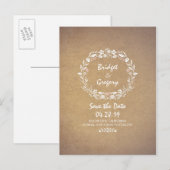 Blumengewinde Vintage Save The Date Postkarten (Vorne/Hinten)