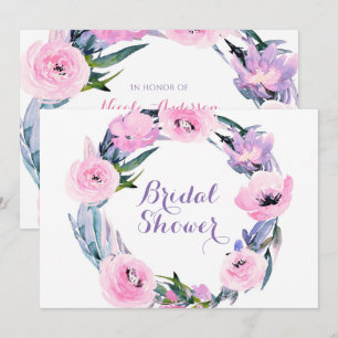 Blumengewinde Wasserfarbe Elegante Brautparty Einladung