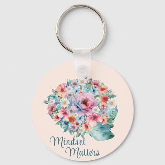 Blumengewirr-positives Mindset-Zitat Inspiration Schlüsselanhänger (Vorderseite)