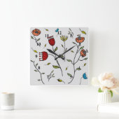 Blumengewürze Blume Muster Illustration Quadratische Wanduhr (Zuhause)