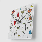Blumengewürze Blume Muster Illustration Quadratische Wanduhr (Winkel)