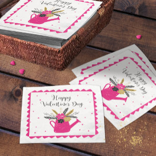 Blumengießkanne Valentinstag ID735 Serviette