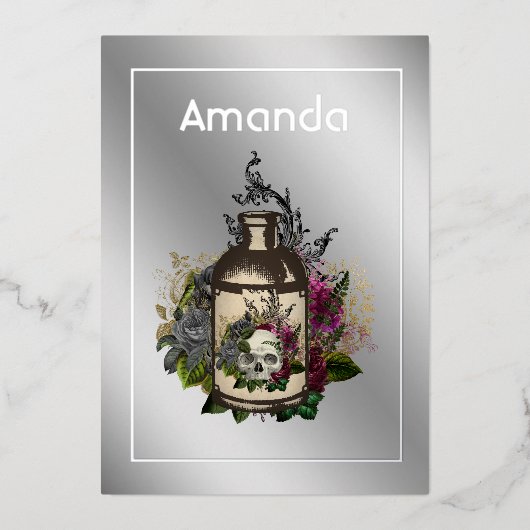 Blumengiftlotion Halloween Gothic Geburtstag Folieneinladung (Vorderseite)