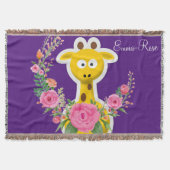 Blumengiraffe Pink Roses Lila Kehlkopfblanke Decke (Vorderseite)