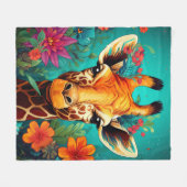 Blumengiraffe Portrait-9319 Fleecedecke (Vorderseite (Horizontal))
