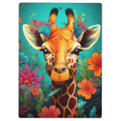 Blumengiraffe Portrait-9319 Klemmbrett (Rückseite)